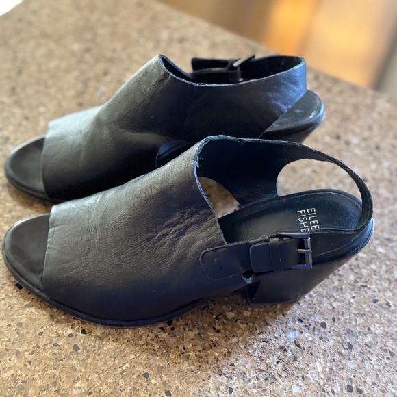 Eileen Fisher GLANCE black leather slingback mule with open toe size 10 - Picture 6 of 7